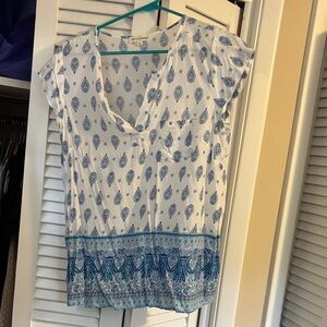 Artisan Ny White and Blue Patterned Blouse